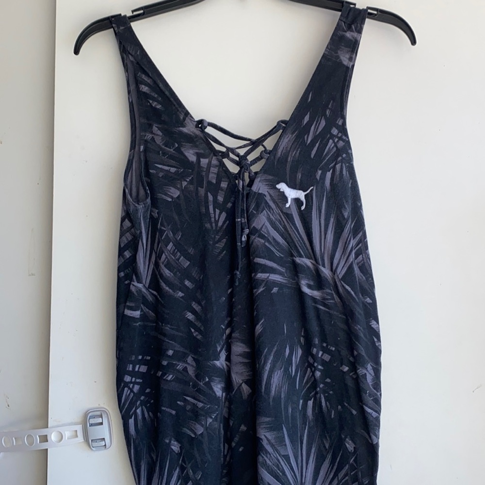 Pink lace up tank top